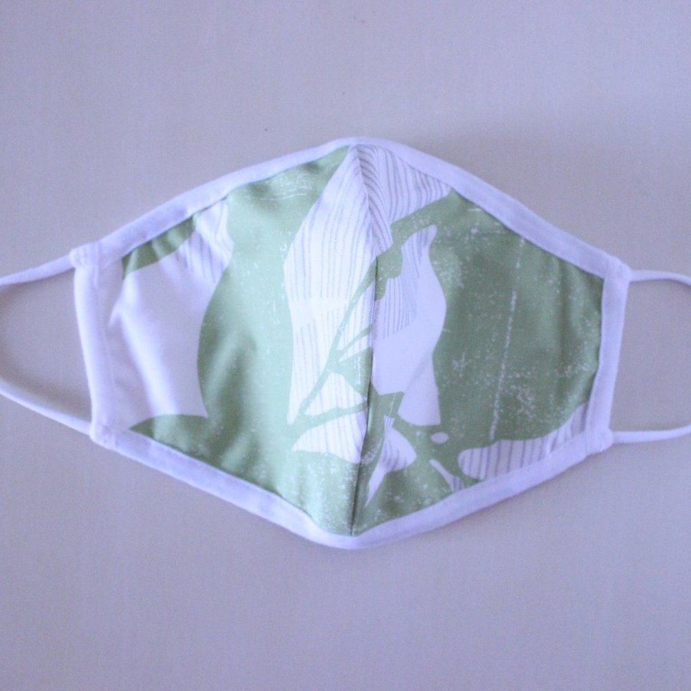 3 Layered Cloth Mask - Green/White